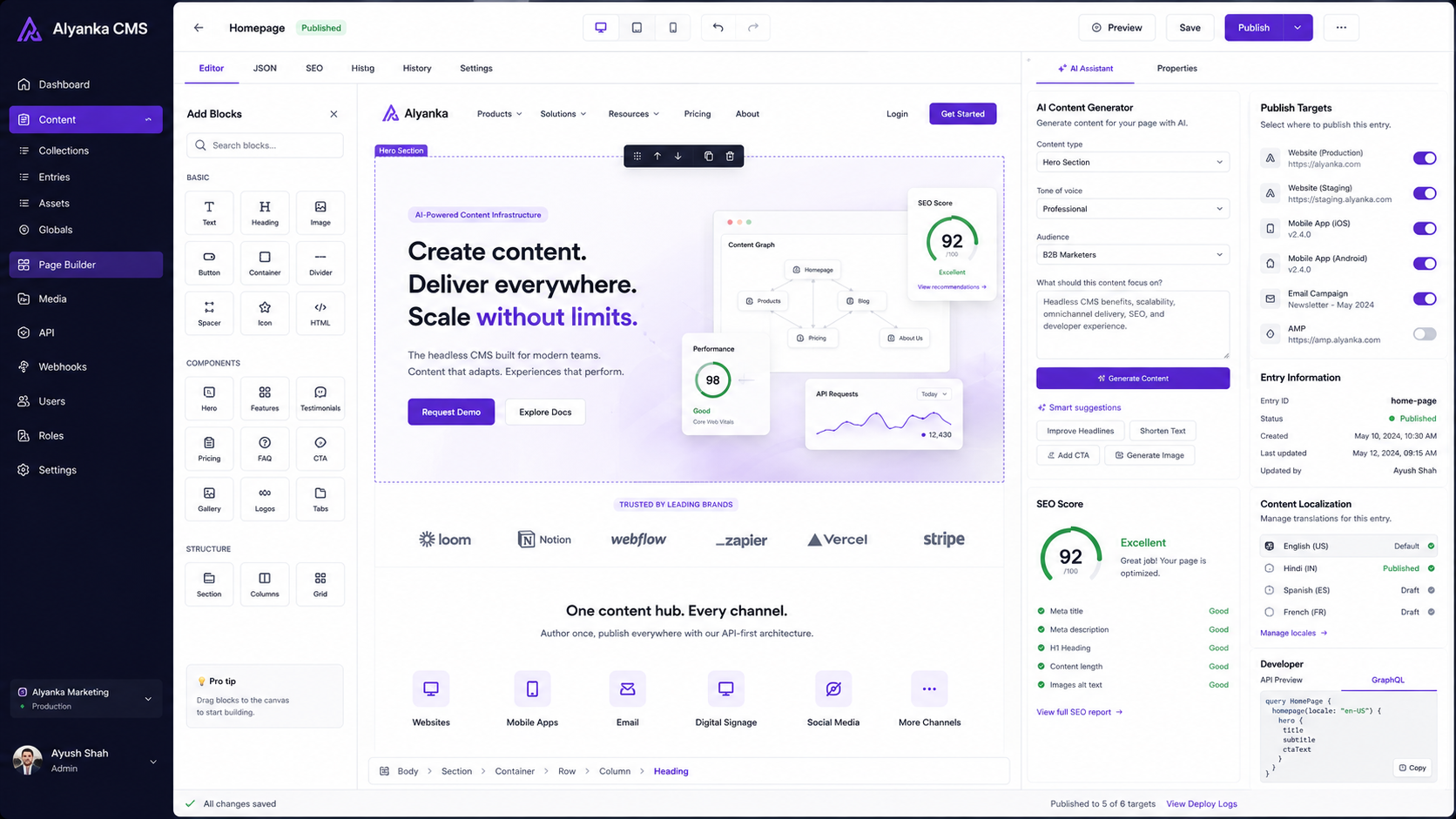 ContentForge CMS Dashboard