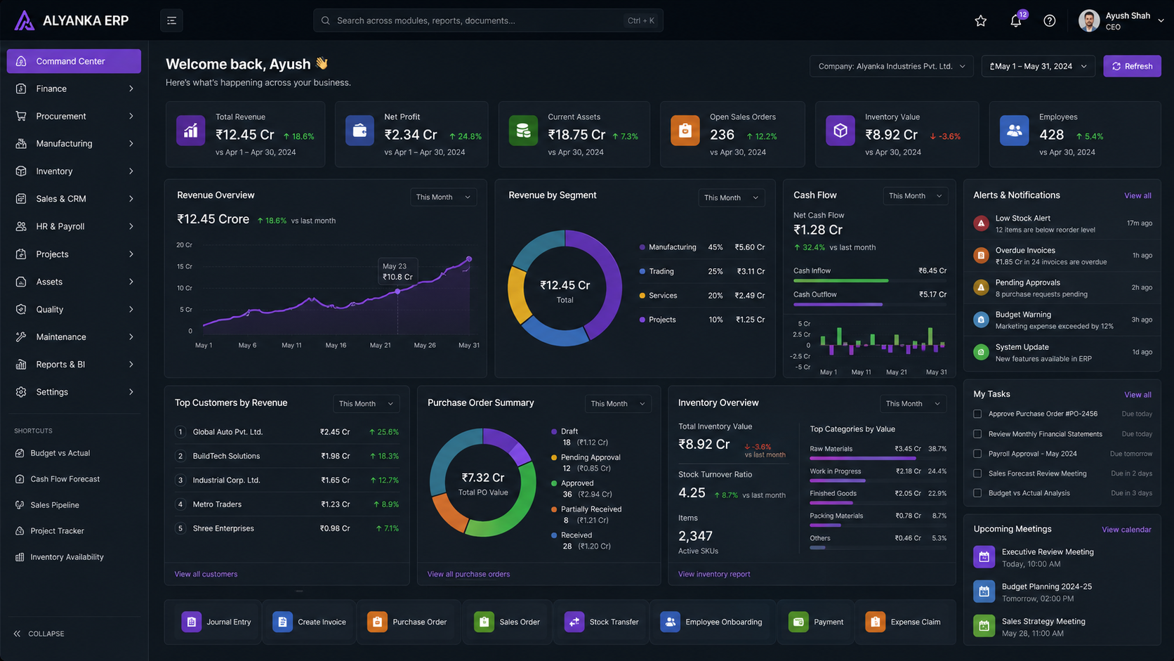 Enterprise ERP Dashboard
